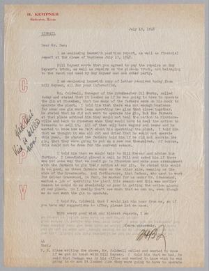 [Letter from A. H. Blackshear, Jr. to D. W. Kempner, July 19, 1948]