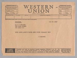 [Telegram from D. W. Kempner to H. Kempner, May 21, 1948]