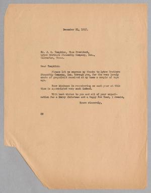[Letter from Daniel W. Kempner to J. G. Tompkins, December 21, 1948]