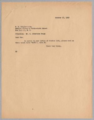 [Letter from Daniel W. Kempner to F. R. Tripler, October 15, 1948]
