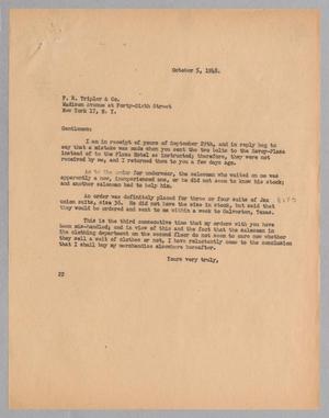 [Letter from D. W. Kempner to F. R. Tripler & Co., October 5, 1948]