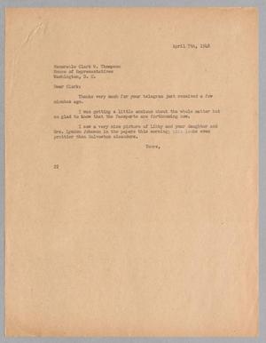 [Letter from Daniel W. Kempner to Clark W. Thompson, April 7, 1948]
