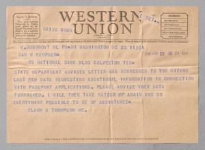 [Telegram from Clark W. Thompson to Daniel Webster Kempner, March 22, 1948]