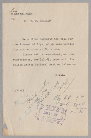 [Letter from Robert L. Kempner to Daniel W. Kempner, January 23, 1948]