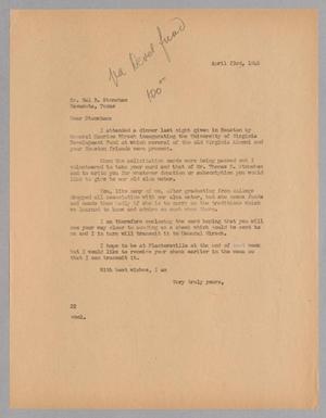 [Letter from Daniel W. Kempner to Hal B. Stoneham, April 23, 1948]