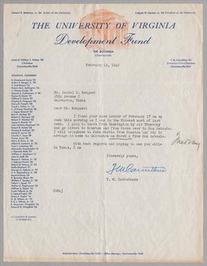 [Letter from T. M. Carruthers to Daniel W. Kempner, February 23, 1948]