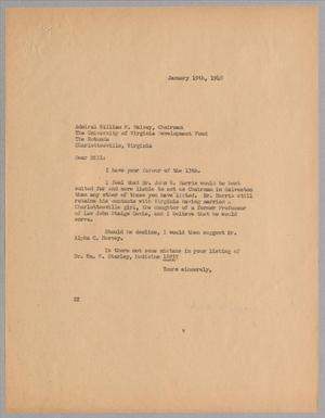 [Letter from Daniel W. Kempner to William F. Halsey, January 19, 1948]