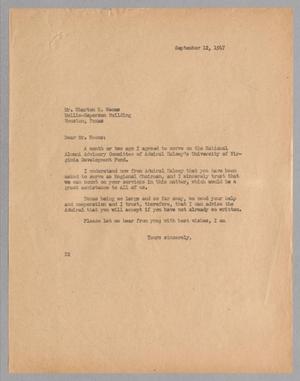 [Letter from Daniel W. Kempner to Wharton E. Weems, September 12, 1947]