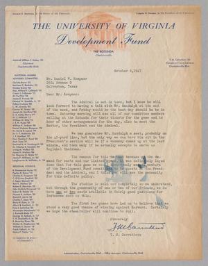 [Letter from T. M. Carruthers to D. W. Kempner, October 6, 1947]