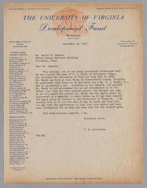 [Letter from T. M. Carruthers to D. W. Kempner, September 24, 1947]
