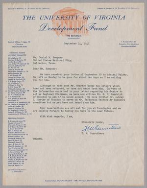 [Letter from T. M. Carruthers to Mr. Daniel W. Kempner, September 24, 1947]