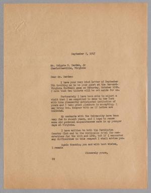 [Letter from Daniel W. Kempner to Colgate W. Darden, Jr., September 8, 1947]