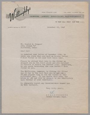 [Letter from Willoughbys to Daniel W. Kempner, December 28, 1948]