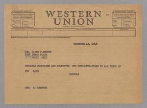 [Telegram from D. W. Kempner and Jeane Kempner to Sarah Elizabeth Weston, December 13, 1948]