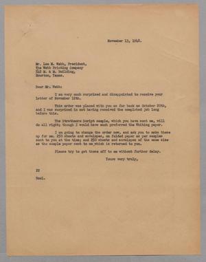 [Letter from Daniel W. Kempner to Lee M. Webb, November 13, 1948]