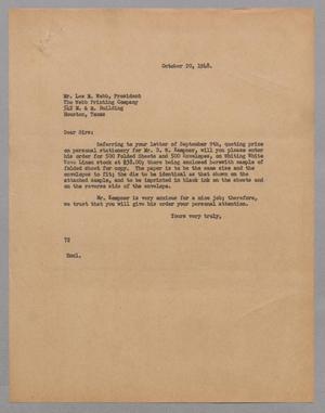 [Letter from Lorraine H. Haglund to Mr. Lee M. Webb, October 20, 1948]