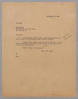 [Letter from Daniel W. Kempner to Willoughbys, September 23, 1948]