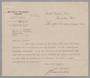 [Letter from John Pearson to D. W. Kempner, February 23, 1948]