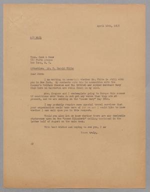 [Letter from Daniel W. Kempner to Thomas Cook & Sons, April 16, 1948]