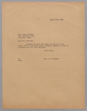 [Letter from Daniel W. Kempner to Mrs. Williams, April 23, 1948]