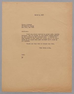 [Letter from Daniel W. Kempner to Wynne & Treanor, March 9, 1948]