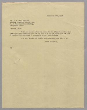 [Letter from Daniel W. Kempner to H. W. Hall, December 27, 1949]