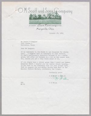 [Letter from C. B. Mills to Daniel W. Kempner, October 18, 1949]