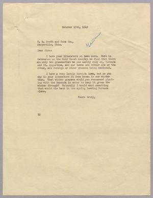 [Letter from Daniel W. Kempner to O. M. Scott, October 13, 1949]