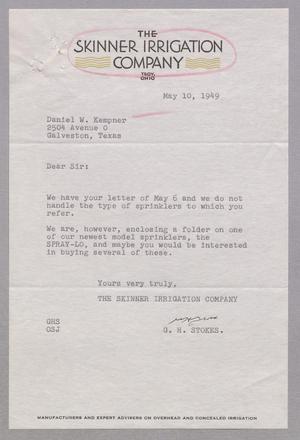 [Letter from G. H. Strokes to Daniel W. Kempner, May 10, 1949]