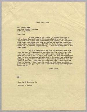 [Letter from Daniel W. Kempner to Edward Teas, July 12, 1949]
