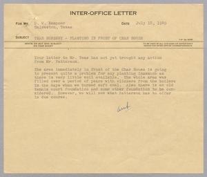[Inter-Office Letter from I. H. Kempner Jr. to D. W. Kempner, July 18, 1949]