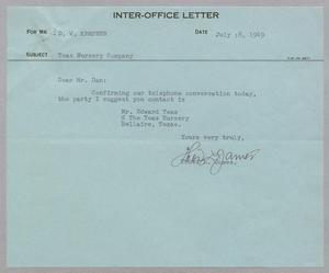 [Letter from Daniel W. Kempner to Thomas L. James, July 8, 1949]