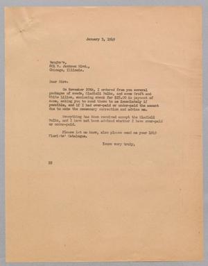 [Letter from Daniel W. Kempner to Vaughn's, January 3, 1949]