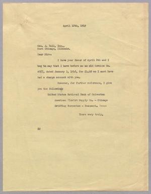 [Letter from Daniel W. Kempner to George J. Ball Incorporated, April 12, 1949]
