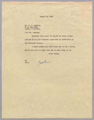 [Letter from Daniel W. Kempner to E. E. Cowdrey, August 16, 1949]