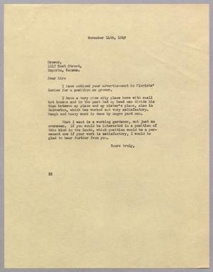 Primary view of object titled '[Letter from Daniel W. Kempner to Grower, November 14, 1949]'.