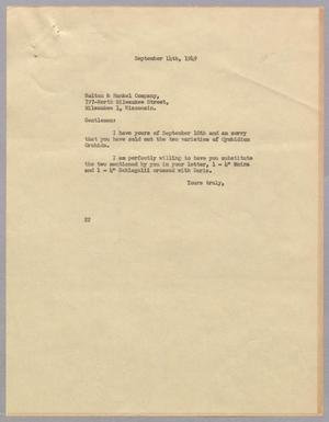 Primary view of object titled '[Letter from Daniel W. Kempner, September 14, 1949]'.