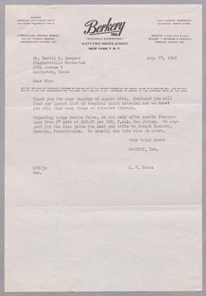 [Letter from Berkery, Inc. to D. W. Kempner, August 29, 1949]