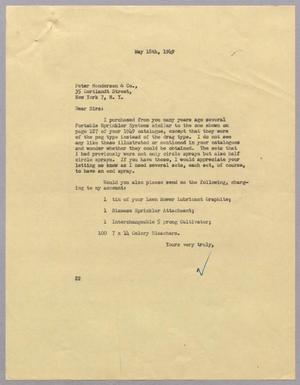 [Letter from Daniel W. Kempner to Peter Henderson and Company, May 18, 1949]
