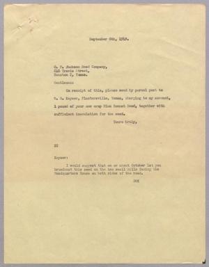 [Letter from Daniel W. Kempner to O. P. Jackson Seed Company, September 6, 1949]