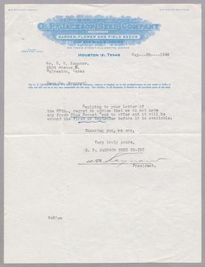 [Letter from O. P. Jackson Seed Company to D. W. Kempner, May 28, 1949]