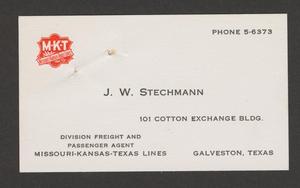 [Business Card for J. W. Stechmann]