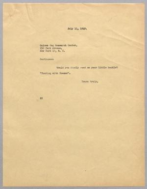 [Memorandum from Daniel W. Kempner, July 11, 1949]