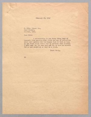 Primary view of object titled '[Letter from Daniel W. Kempner to W. Atlee Burpee Company , February 22, 1949]'.
