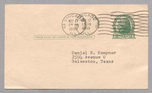 Primary view of object titled '[Postcard from the American Florist Supply Co. to D. W. Kempner, May 17, 1949]'.