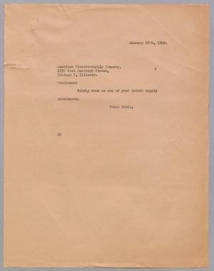 [Memorandum from Daniel W. Kempner to American florist Supply Company, January 18, 1949]