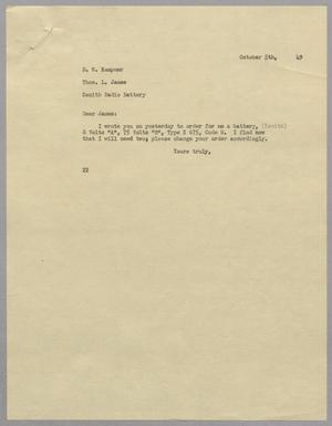 [Letter from Daniel W. Kempner to Thomas L. James, October 5, 1949]