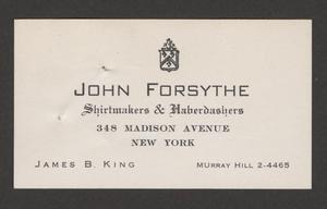[Business Card for James B. King]
