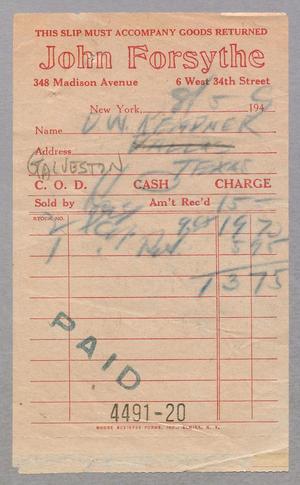 [Invoice for Balance Due to John Forsythe, August 1949]