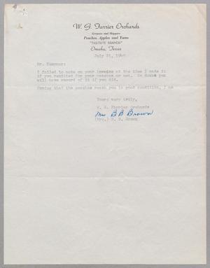 [Letter from W. G. Farrier Orchards to D. W. Kempner , July 21, 1949]